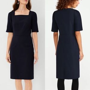 Ann Taylor Square Neck Sheath Dress In Seasonless Stretch
